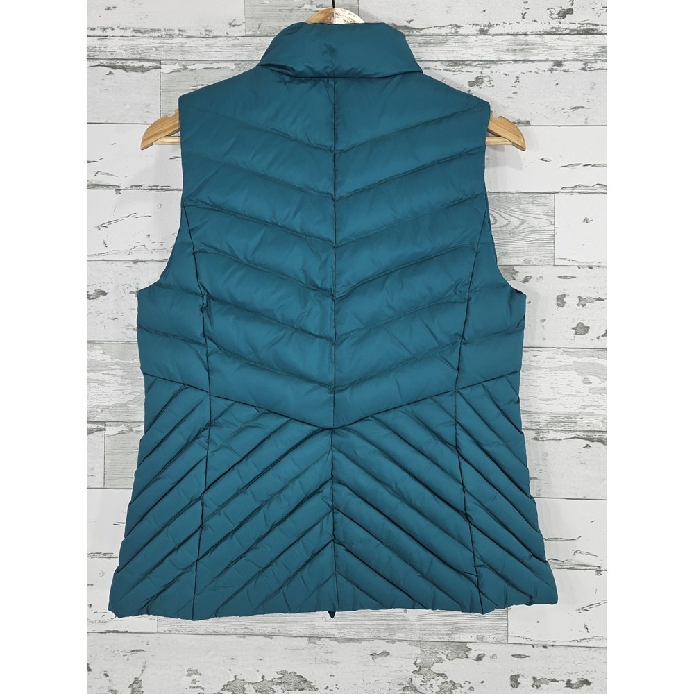 Talbots Down Quilted Puffer Vest Zipper Pockets Front Full Zip Teal Women Small - Picture 4 of 9